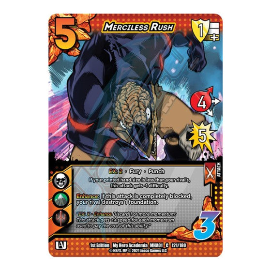 Merciless Rush (MHA) #121/180 Common (1st Edition Normal Lightly Played) UniVersus: My Hero Academia UniVersus: 2021