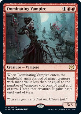 Dominating Vampire (VOW) #154 Rare (Near Mint) Innistrad: Crimson Vow Magic: The Gathering: 2021