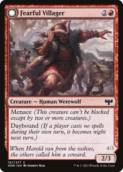 Fearful Villager (VOW) #157 Common Innistrad: Crimson Vow Magic: The Gathering: 2021