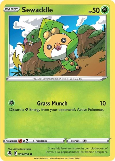 Sewaddle (SWSH08) #009/264 Common (Reverse Holofoil Lightly Played) SWSH08: Fusion Strike Pokemon: 2021