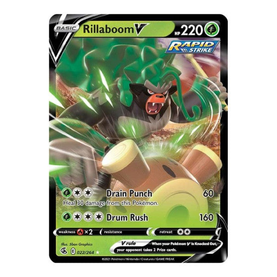 Rillaboom V (SWSH08) #022/264 Ultra Rare (Holofoil Near Mint) SWSH08: Fusion Strike Pokemon: 2021