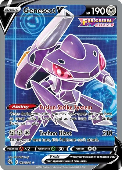 Genesect V Full Art (SWSH08) #254/264 Ultra Rare (Holofoil Damaged) SWSH08: Fusion Strike Pokemon: 2021
