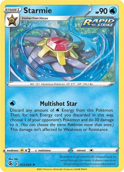 Starmie (SWSH08) #053/264 Holo Rare (Reverse Holofoil Moderately Played) SWSH08: Fusion Strike Pokemon: 2021