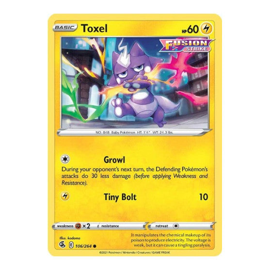 Toxel 106 (SWSH08) #106/264 Common (Reverse Holofoil Near Mint) SWSH08: Fusion Strike Pokemon: 2021
