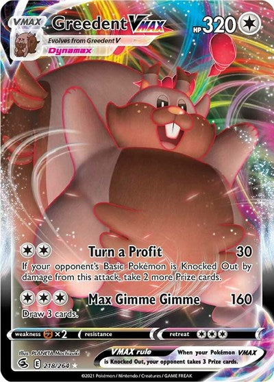 Greedent VMAX (SWSH08) #218/264 Ultra Rare (Holofoil Near Mint) SWSH08: Fusion Strike Pokemon: 2021