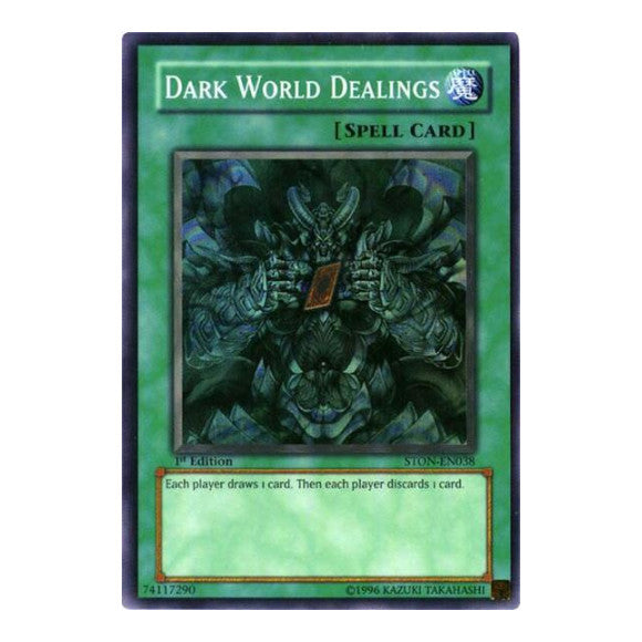 Dark World Dealings (STON) #STON-EN038 Super Rare (Unlimited Damaged) Strike of Neos YuGiOh: 2007