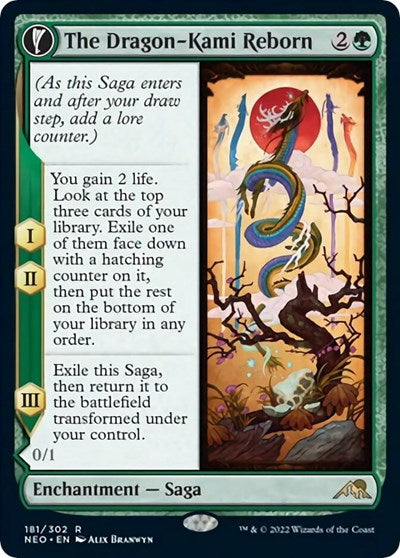 The Dragon Kami Reborn (NEO) #181 Rare (Foil Lightly Played) Kamigawa: Neon Dynasty Magic: The Gathering: 2022