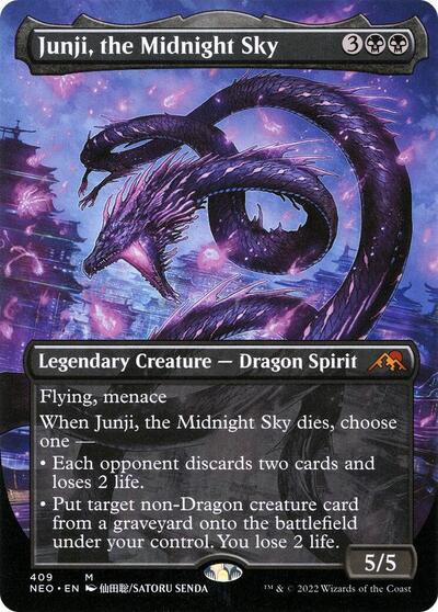Junji the Midnight Sky Borderless (NEO) #409 Mythic Rare (Lightly Played) Kamigawa: Neon Dynasty Magic: The Gathering: 2022