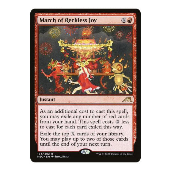 March of Reckless Joy (NEO) #154 Rare Kamigawa: Neon Dynasty Magic: The Gathering: 2022