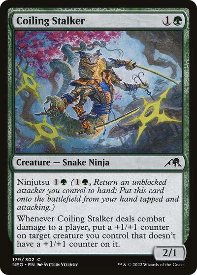 Coiling Stalker (NEO) #179 Common (Foil Lightly Played) Kamigawa: Neon Dynasty Magic: The Gathering: 2022