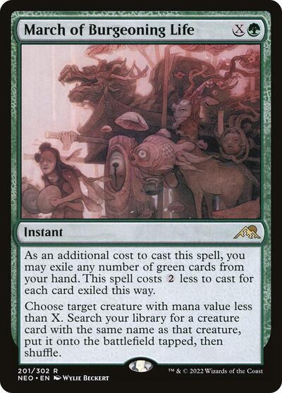 March of Burgeoning Life (NEO) #201 Rare Kamigawa: Neon Dynasty Magic: The Gathering: 2022