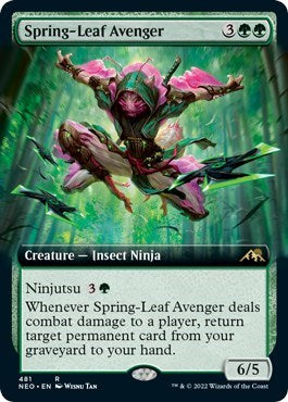 Spring Leaf Avenger Extended Art (NEO) #481 Rare (Foil Lightly Played) Kamigawa: Neon Dynasty Magic: The Gathering: 2022