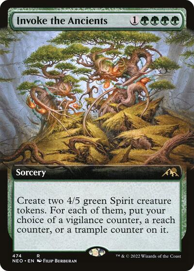 Invoke the Ancients Extended Art (NEO) #474 Rare (Lightly Played) Kamigawa: Neon Dynasty Magic: The Gathering: 2022