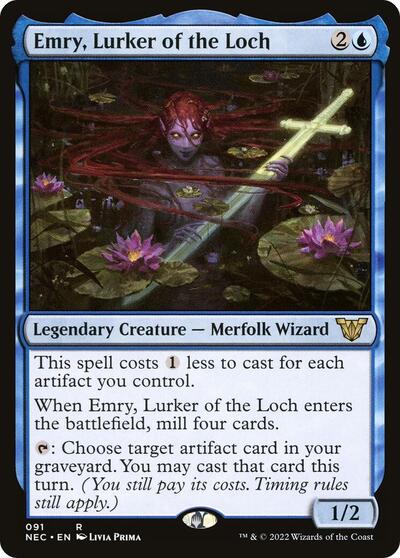 Emry Lurker of the Loch (NEC) #91 Rare (Near Mint) Commander: Kamigawa: Neon Dynasty Magic: The Gathering: 2022