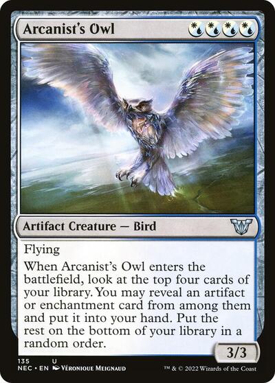 Arcanists Owl (NEC) #135 Uncommon (Lightly Played) Commander: Kamigawa: Neon Dynasty Magic: The Gathering: 2022