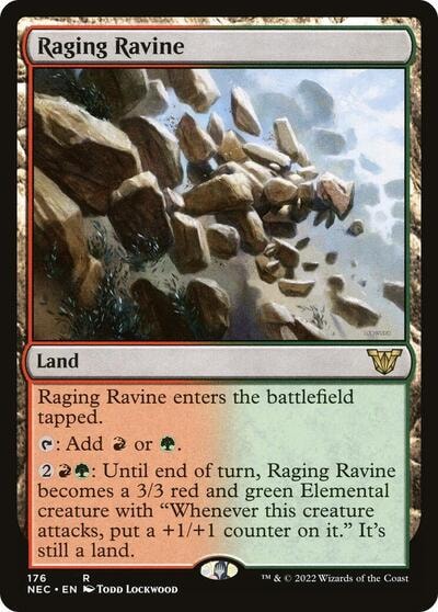 Raging Ravine (NEC) #176 Rare (Lightly Played) Commander: Kamigawa: Neon Dynasty Magic: The Gathering: 2022