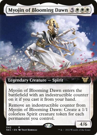 Myojin of Blooming Dawn Extended Art (NEC) #42 Rare (Lightly Played) Commander: Kamigawa: Neon Dynasty Magic: The Gathering: 2022
