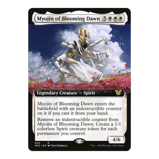 Myojin of Blooming Dawn Extended Art (NEC) #42 Rare (Lightly Played) Commander: Kamigawa: Neon Dynasty Magic: The Gathering: 2022