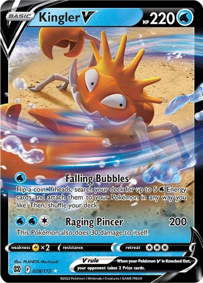 Kingler V (SWSH09) #028/172 Ultra Rare (Holofoil Near Mint) SWSH09: Brilliant Stars Pokemon: 2022