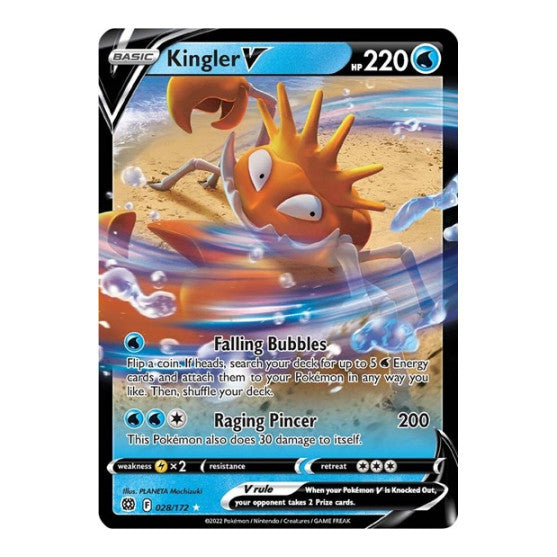 Kingler V (SWSH09) #028/172 Ultra Rare (Holofoil Near Mint) SWSH09: Brilliant Stars Pokemon: 2022