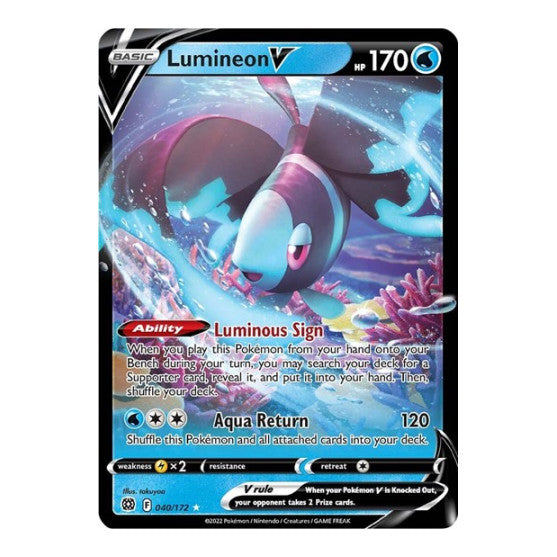 Lumineon V (SWSH09) #040/172 Ultra Rare (Holofoil Near Mint) SWSH09: Brilliant Stars Pokemon: 2022