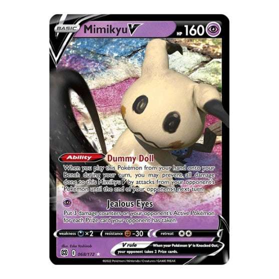 Mimikyu V (SWSH09) #068/172 Ultra Rare (Holofoil Damaged) SWSH09: Brilliant Stars Pokemon: 2022