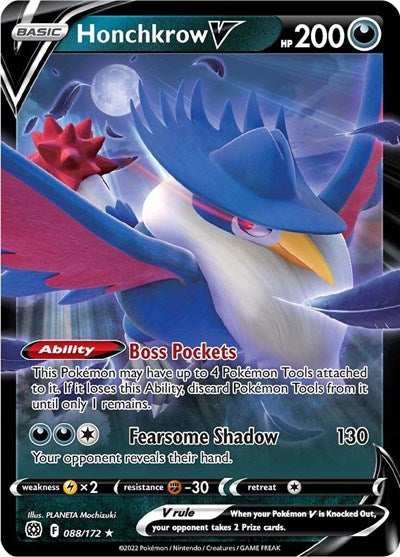 Honchkrow V (SWSH09) #088/172 Ultra Rare (Holofoil Near Mint) SWSH09: Brilliant Stars Pokemon: 2022