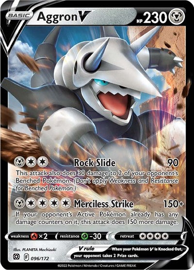 Aggron V (SWSH09) #096/172 Ultra Rare (Holofoil Near Mint) SWSH09: Brilliant Stars Pokemon: 2022