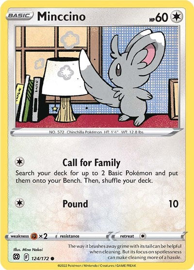 Minccino (SWSH09) #124/172 Common (Reverse Holofoil Lightly Played) SWSH09: Brilliant Stars Pokemon: 2022