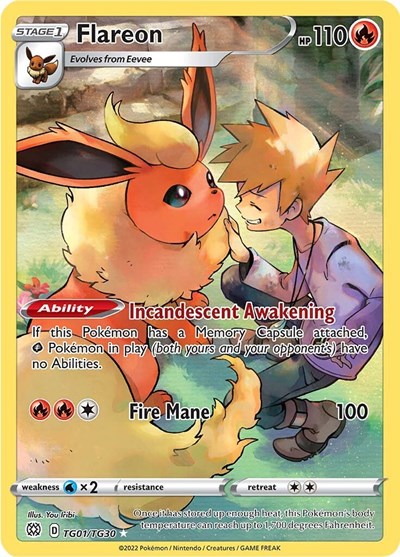 Flareon (SWSH09:TG) #TG01/TG30 Ultra Rare (Holofoil Near Mint) SWSH09: Brilliant Stars Trainer Gallery Pokemon: 2022