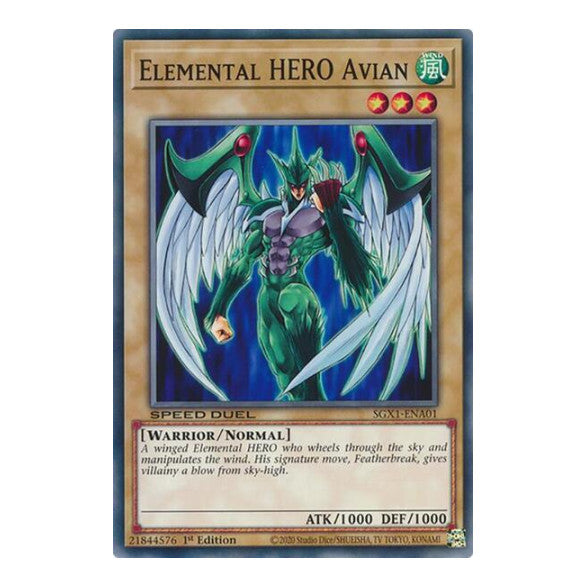 Elemental HERO Avian () #SGX1-ENA01 Common (1st Edition Lightly Played) Speed Duel GX: Duel Academy Box YuGiOh: 2022