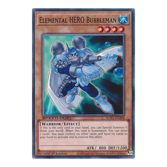 Elemental HERO Bubbleman () #SGX1-ENA08 Common (1st Edition Lightly Played) Speed Duel GX: Duel Academy Box YuGiOh: 2022