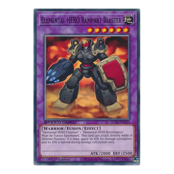 Elemental HERO Rampart Blaster () #SGX1-ENA23 Common (1st Edition Lightly Played) Speed Duel GX: Duel Academy Box YuGiOh: 2022