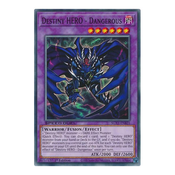 Destiny HERO - Dangerous () #SGX1-ENB21 Common (1st Edition Lightly Played) Speed Duel GX: Duel Academy Box YuGiOh: 2022