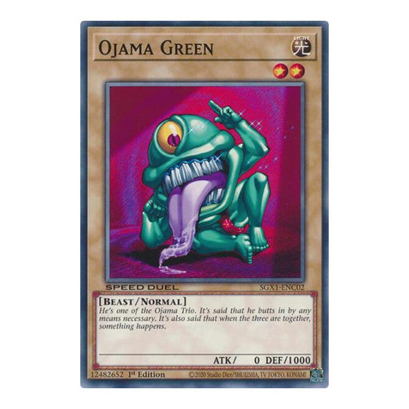 Ojama Green () #SGX1-ENC02 Common (1st Edition Lightly Played) Speed Duel GX: Duel Academy Box YuGiOh: 2022