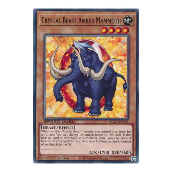 Crystal Beast Amber Mammoth () #SGX1-ENF03 Common (1st Edition Lightly Played) Speed Duel GX: Duel Academy Box YuGiOh: 2022