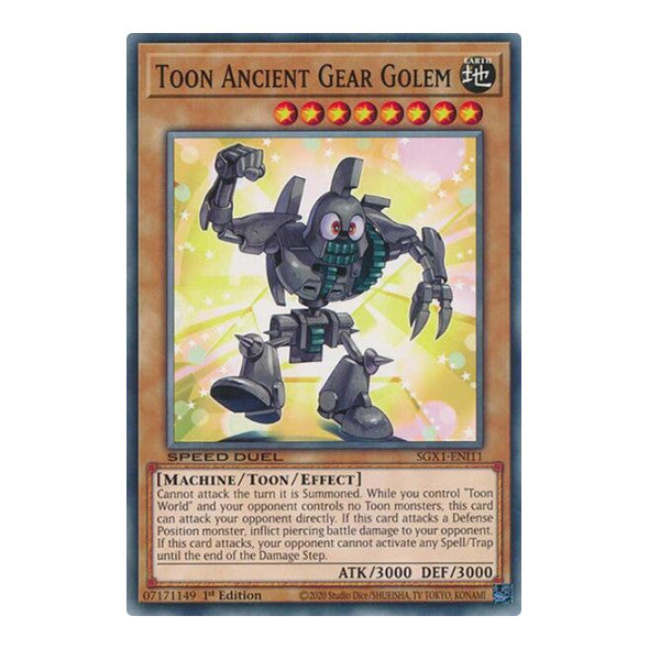 Toon Ancient Gear Golem () #SGX1-ENI11 Common (1st Edition Lightly Played) Speed Duel GX: Duel Academy Box YuGiOh: 2022