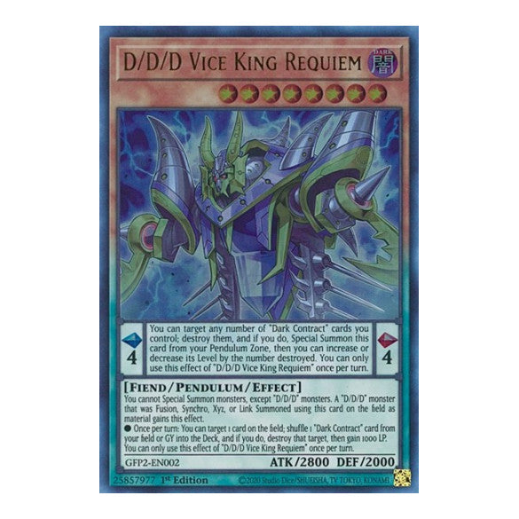 D/D/D Vice King Requiem (GFP2) #GFP2-EN002 Ultra Rare (1st Edition Near Mint) Ghosts From the Past: The 2nd Haunting YuGiOh: 2022