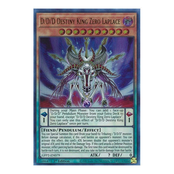 D/D/D Destiny King Zero Laplace (GFP2) #GFP2-EN079 Ultra Rare (1st Edition Near Mint) Ghosts From the Past: The 2nd Haunting YuGiOh: 2022