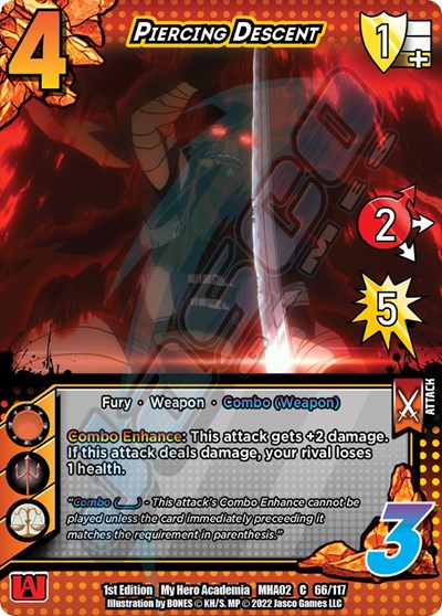 Piercing Descent (MHA2) #66/117 Common (1st Edition Normal Lightly Played) UniVersus: My Hero Academia: Crimson Rampage UniVersus: 2022