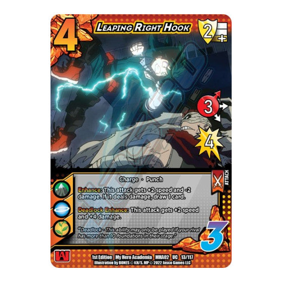 Leaping Right Hook (MHA2) #13/117 Uncommon (1st Edition Normal Lightly Played) UniVersus: My Hero Academia: Crimson Rampage UniVersus: 2022
