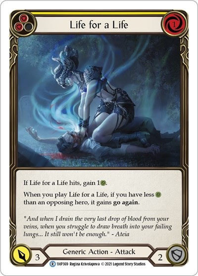 Life for a Life Yellow (1HP) #1HP369 Rare (Lightly Played) History Pack Vol.1 Flesh and Blood TCG: 2022