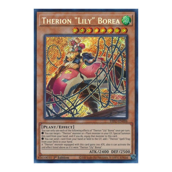 Therion Lily Borea (DIFO) #DIFO-EN006 Secret Rare (1st Edition Near Mint) Dimension Force YuGiOh: 2022