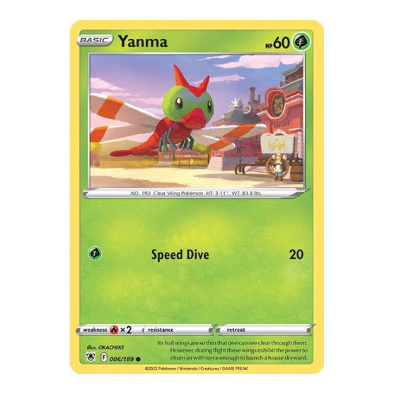 Yanma (SWSH10) #006/189 Common (Reverse Holofoil Near Mint) SWSH10: Astral Radiance Pokemon: 2022