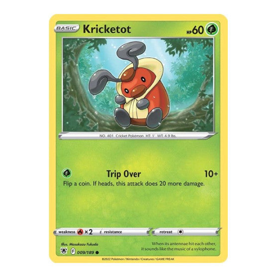 Kricketot (SWSH10) #009/189 Common (Reverse Holofoil Moderately Played) SWSH10: Astral Radiance Pokemon: 2022