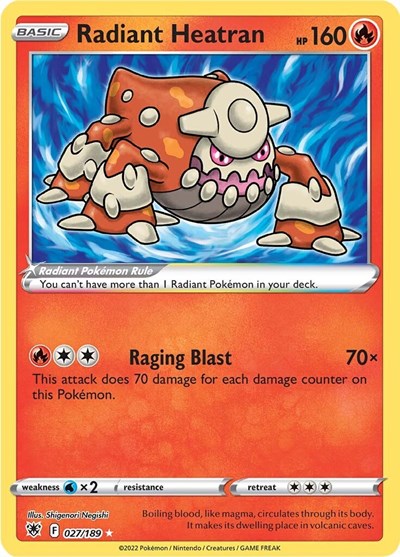 Radiant Heatran (SWSH10) #027/189 Radiant Rare (Holofoil Near Mint) SWSH10: Astral Radiance Pokemon: 2022