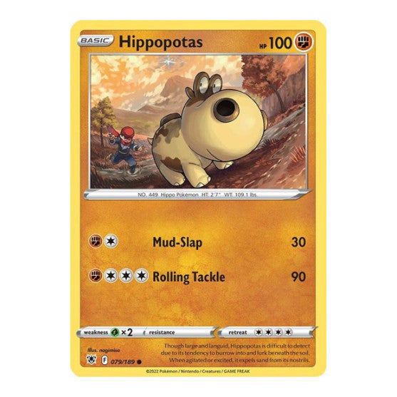 Hippopotas (SWSH10) #079/189 Common (Reverse Holofoil Near Mint) SWSH10: Astral Radiance Pokemon: 2022