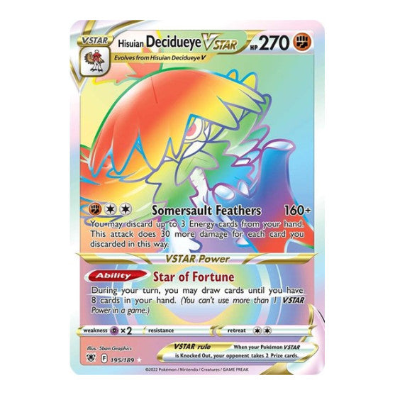 Hisuian Decidueye VSTAR Secret (SWSH10) #195/189 Secret Rare SWSH10: Astral Radiance Pokemon: 2022