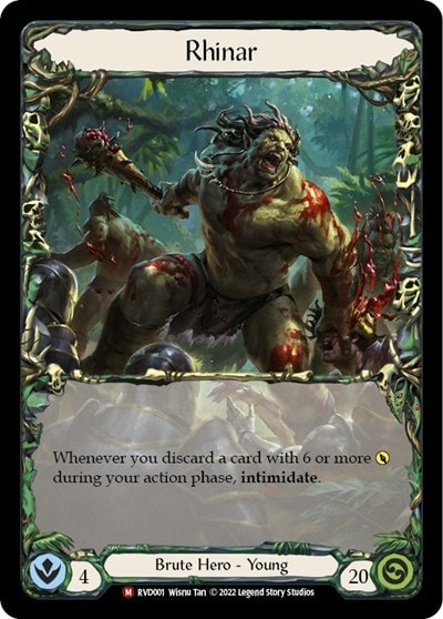 Rhinar (RVD/DVR) #RVD001 Majestic (Cold Foil Lightly Played) Classic Battles: Rhinar vs Dorinthea Flesh and Blood TCG: 2022
