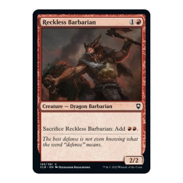Reckless Barbarian (CLB) #193 Common Commander Legends: Battle for Baldur's Gate Magic: The Gathering: 2022